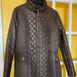 Via Spiga Quilted Water-Resistant Raincoat, Size XL, Coat, Beige